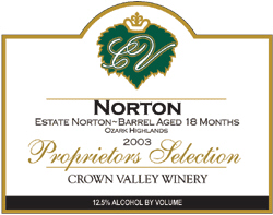 Crown Valley Winery 2002 Norton  (Missouri)